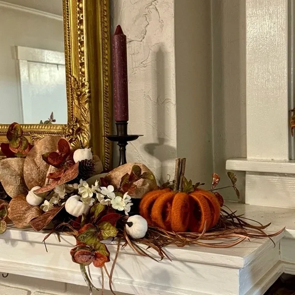 Rustic Satin Wrapped Pumpkin Decor Fall Decorations Autumn Halloween Green New - Picture 8 of 8